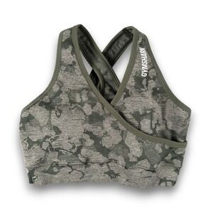 Gymshark Adapt Camo Seamless Sports Bra Womens S Green Crossback